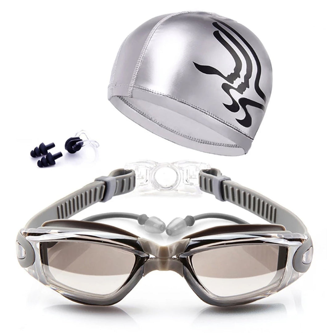 Pro Swimmer's Anti-Fog Goggle Kit with Swim Cap and Ear Plugs