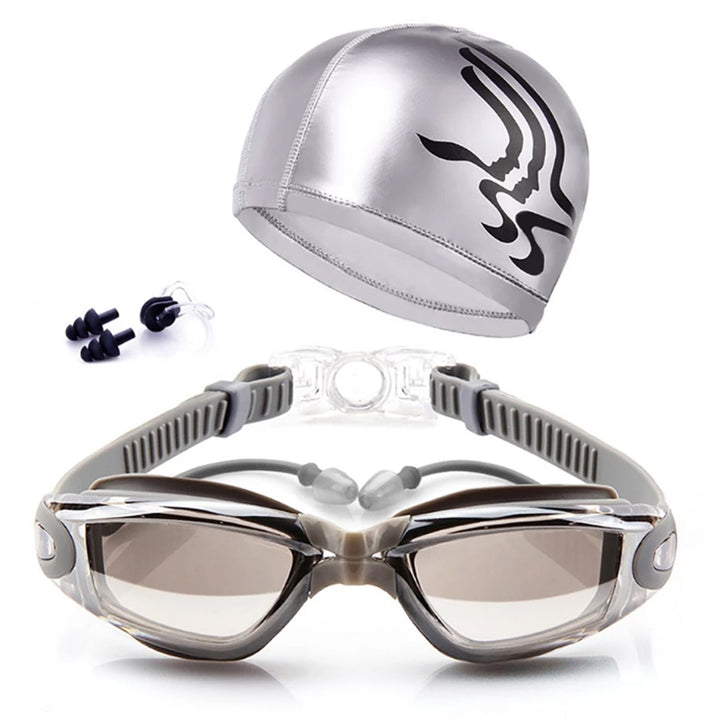Pro Swimmer's Anti-Fog Goggle Kit with Swim Cap and Ear Plugs