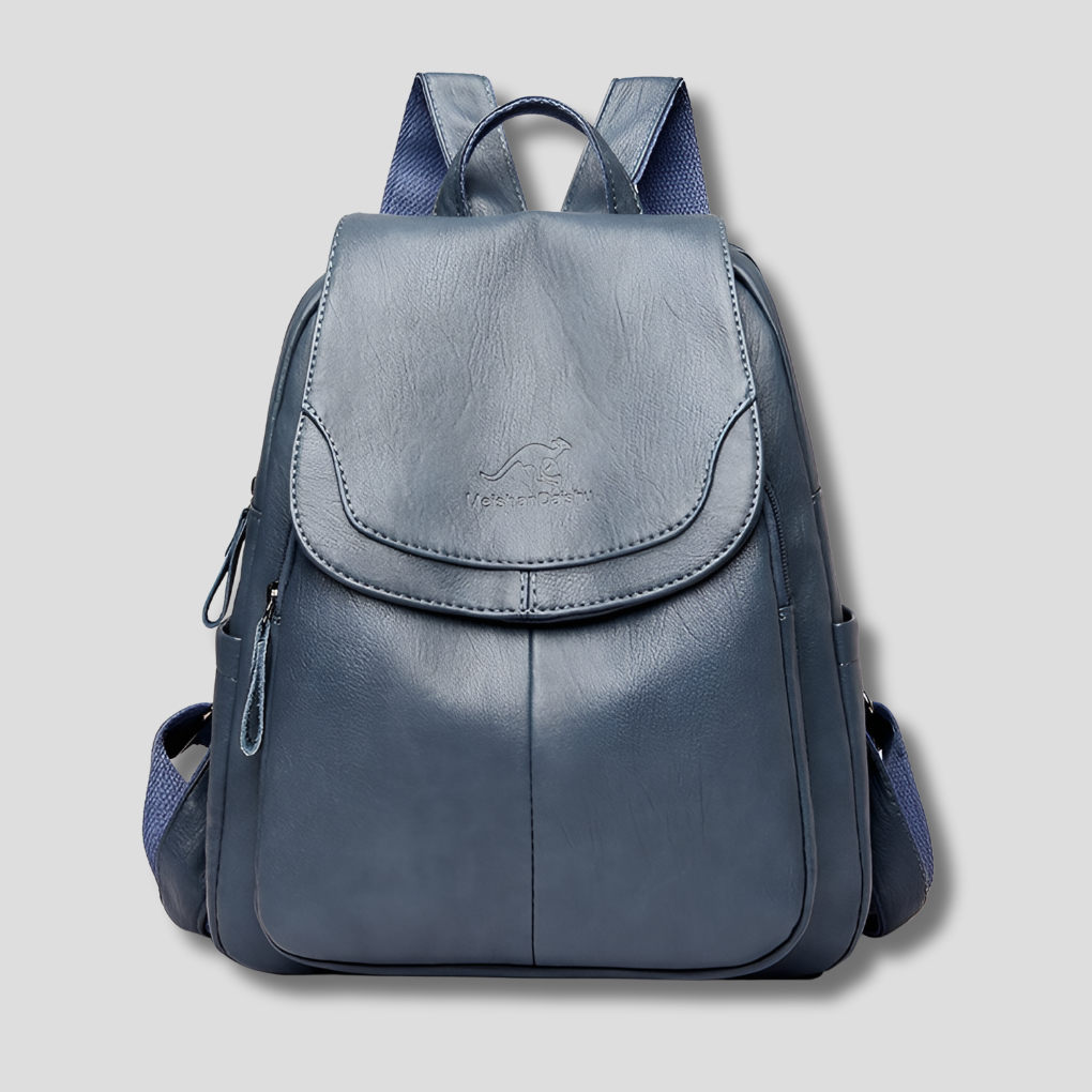 LunaGuard Women's Anti-Theft Leather Backpack with Textured Finish