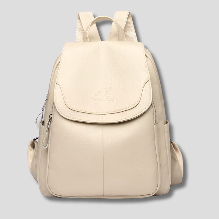 LunaGuard Women's Anti-Theft Leather Backpack with Textured Finish