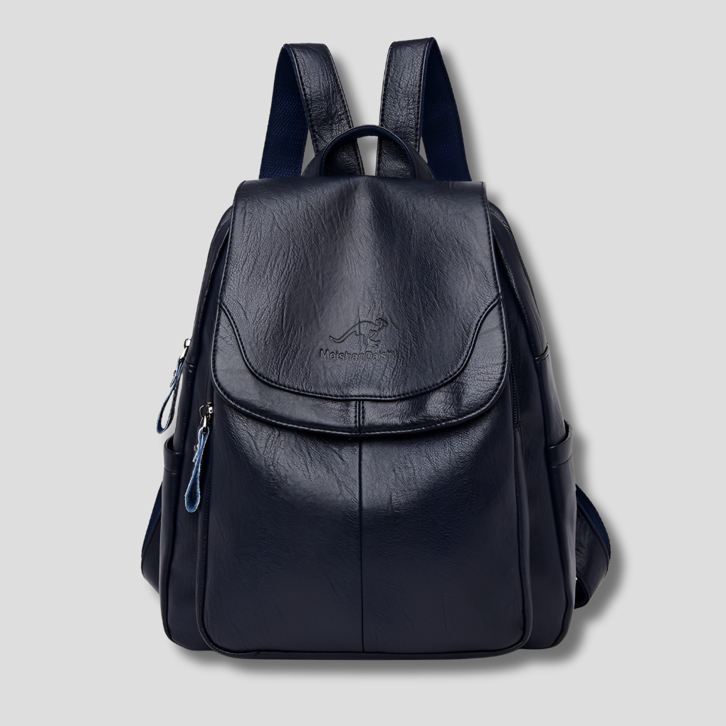 LunaGuard Women's Anti-Theft Leather Backpack with Textured Finish