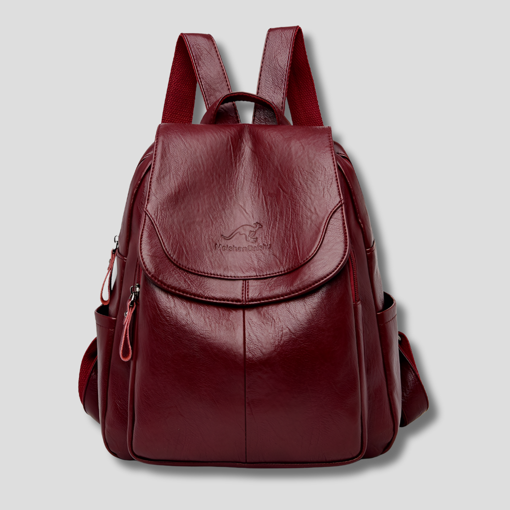 LunaGuard Women's Anti-Theft Leather Backpack with Textured Finish