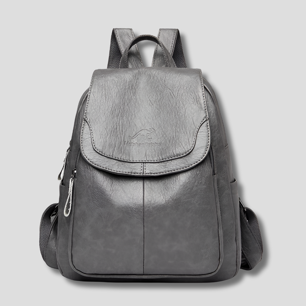 LunaGuard Women's Anti-Theft Leather Backpack with Textured Finish