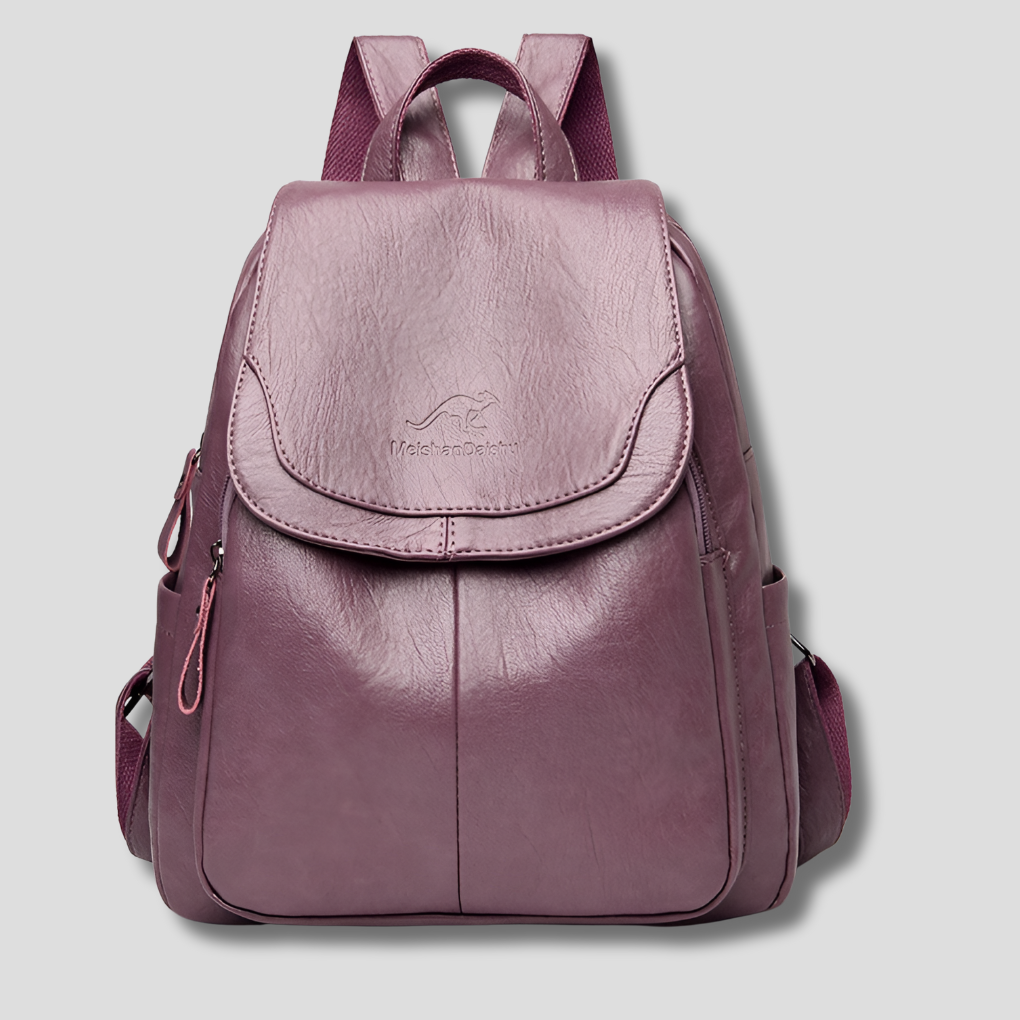 LunaGuard Women's Anti-Theft Leather Backpack with Textured Finish