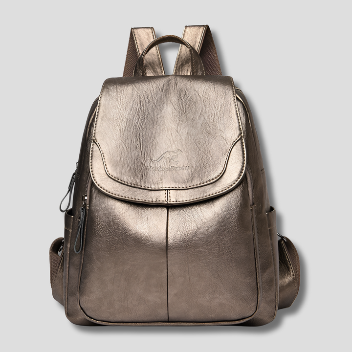 LunaGuard Women's Anti-Theft Leather Backpack with Textured Finish
