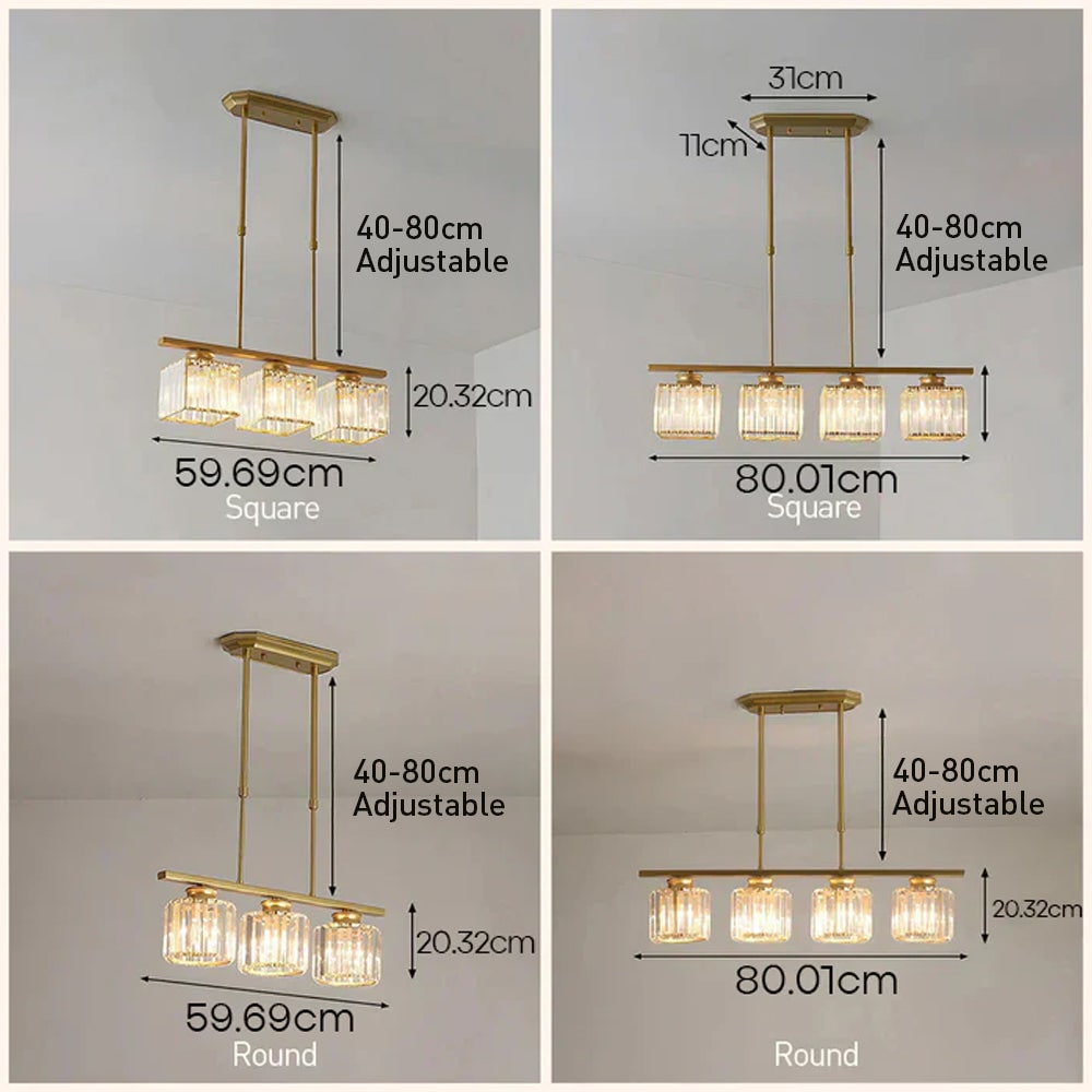 Nordic Pendant Light Multi-Head Long Glass Shades Dining
