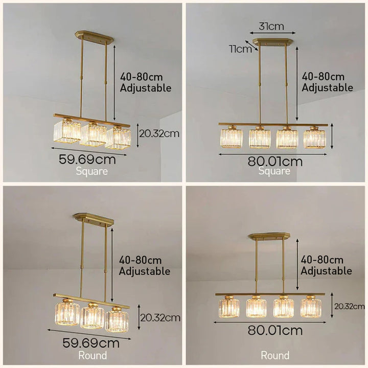 Nordic Pendant Light Multi-Head Long Glass Shades Dining