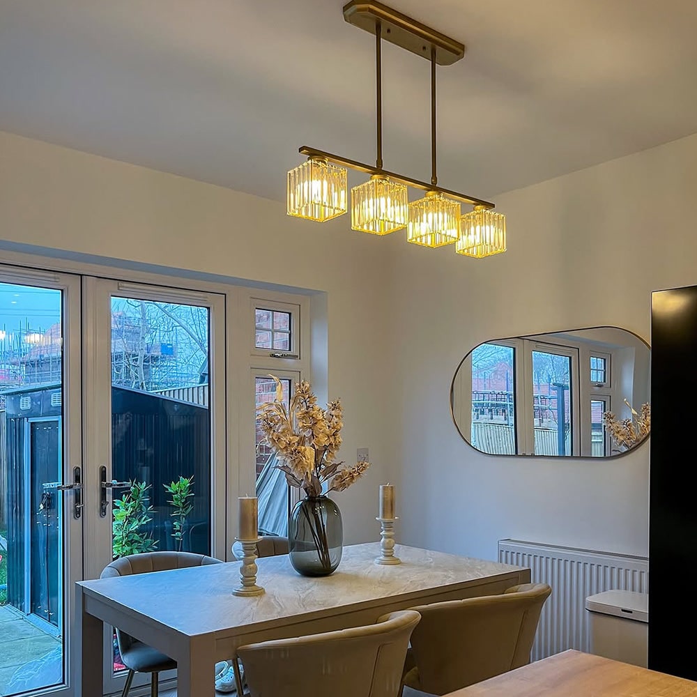 Nordic Pendant Light Multi-Head Long Glass Shades Dining