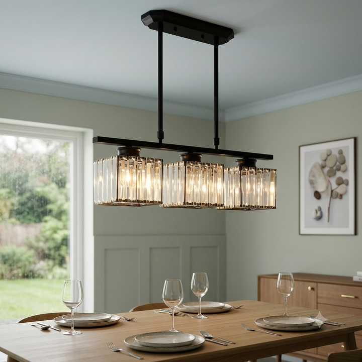 Nordic Pendant Light Multi-Head Long Glass Shades Dining