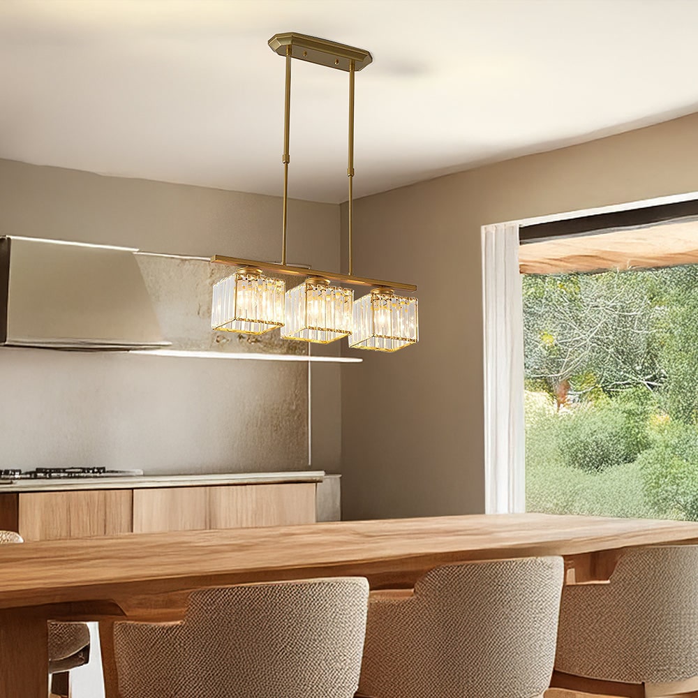 Nordic Pendant Light Multi-Head Long Glass Shades Dining