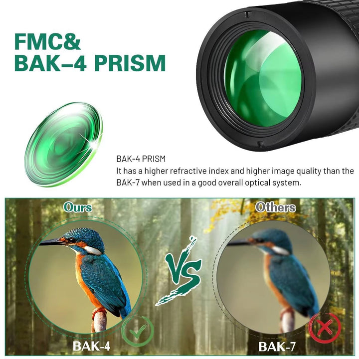 ProView HD Long Range Monocular with 7-17x Zoom, BAK4 Prism & Smartphone Mount