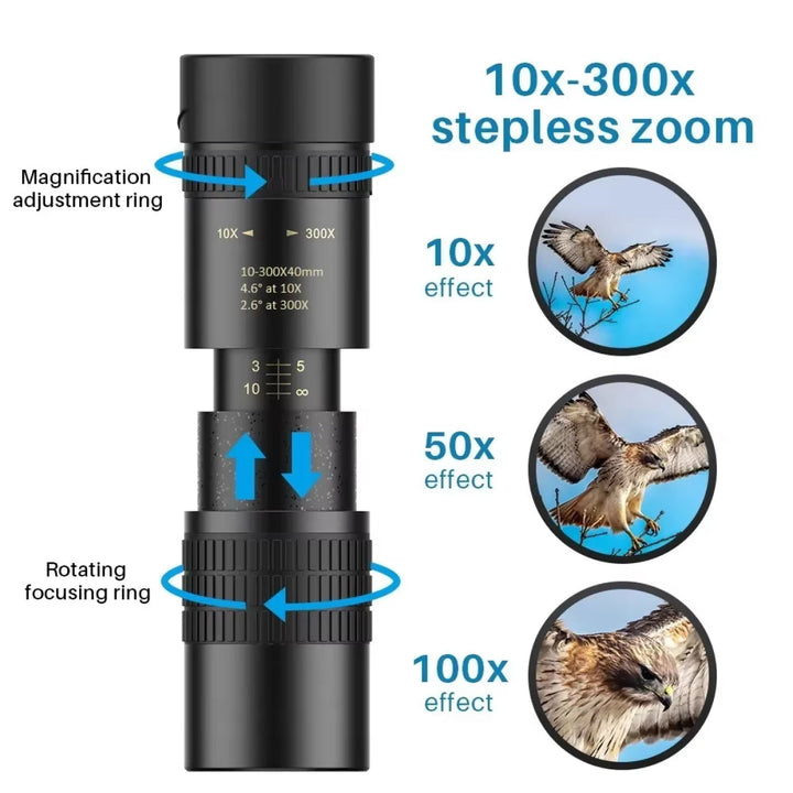 ProView HD Long Range Monocular with 7-17x Zoom, BAK4 Prism & Smartphone Mount
