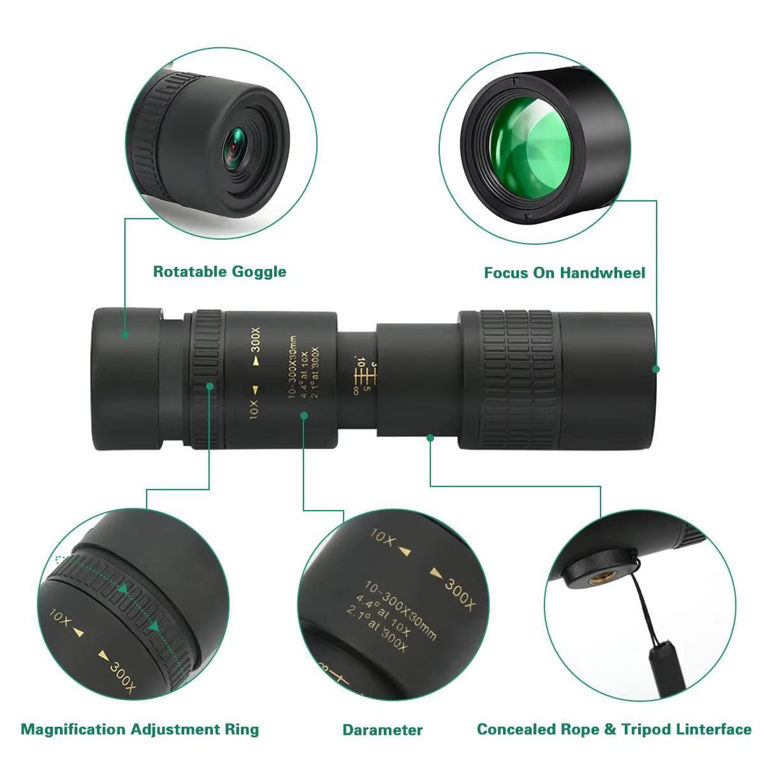 ProView HD Long Range Monocular with 7-17x Zoom, BAK4 Prism & Smartphone Mount