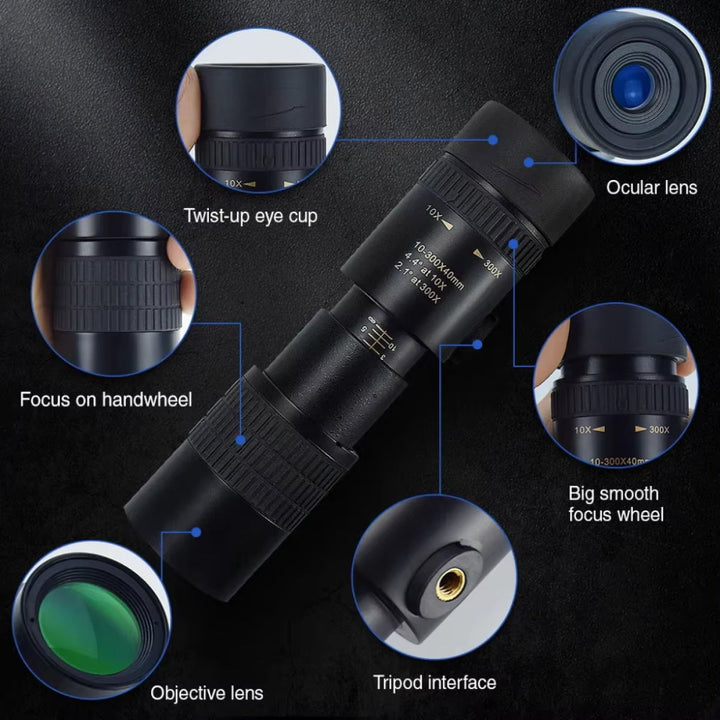 ProView HD Long Range Monocular with 7-17x Zoom, BAK4 Prism & Smartphone Mount