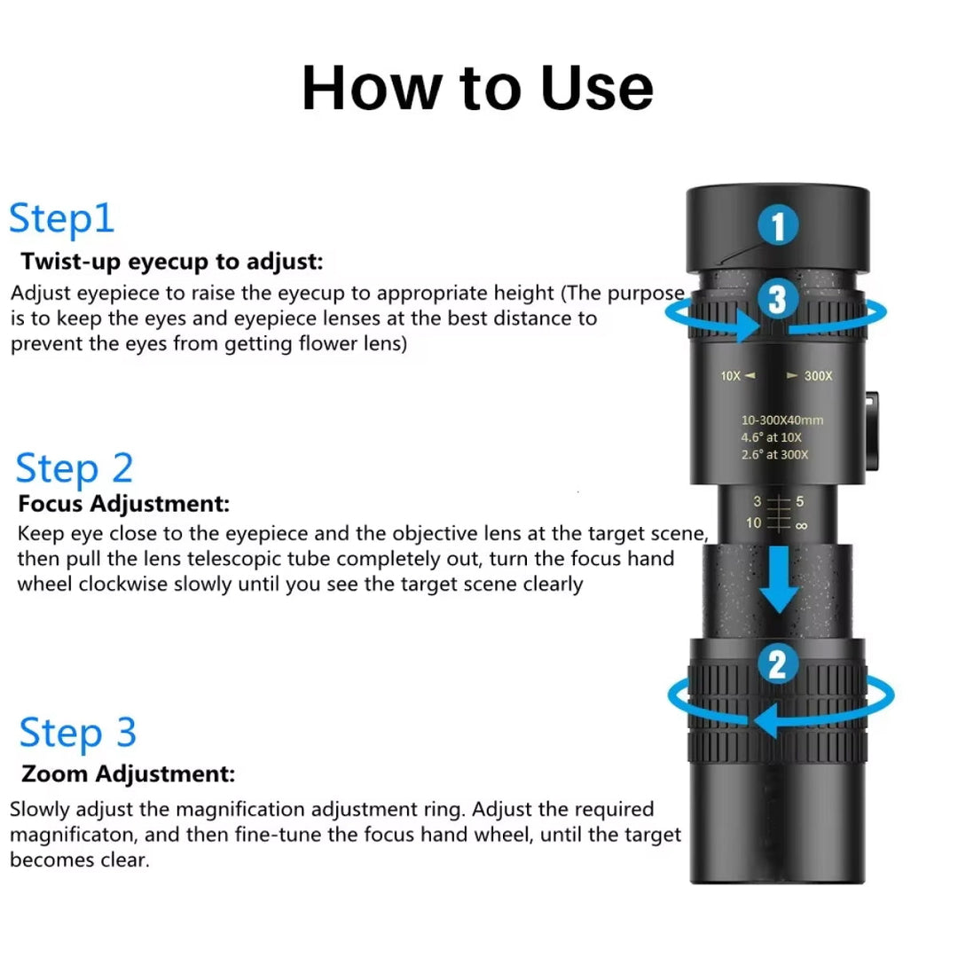ProView HD Long Range Monocular with 7-17x Zoom, BAK4 Prism & Smartphone Mount