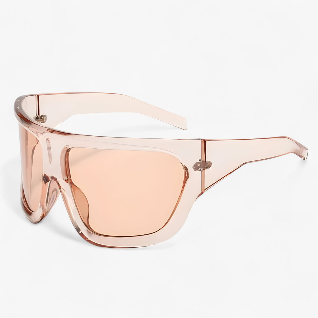 Oversized Wraparound Shield Sunglasses with Metallic Accents