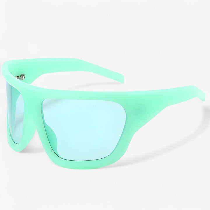 Oversized Wraparound Shield Sunglasses with Metallic Accents