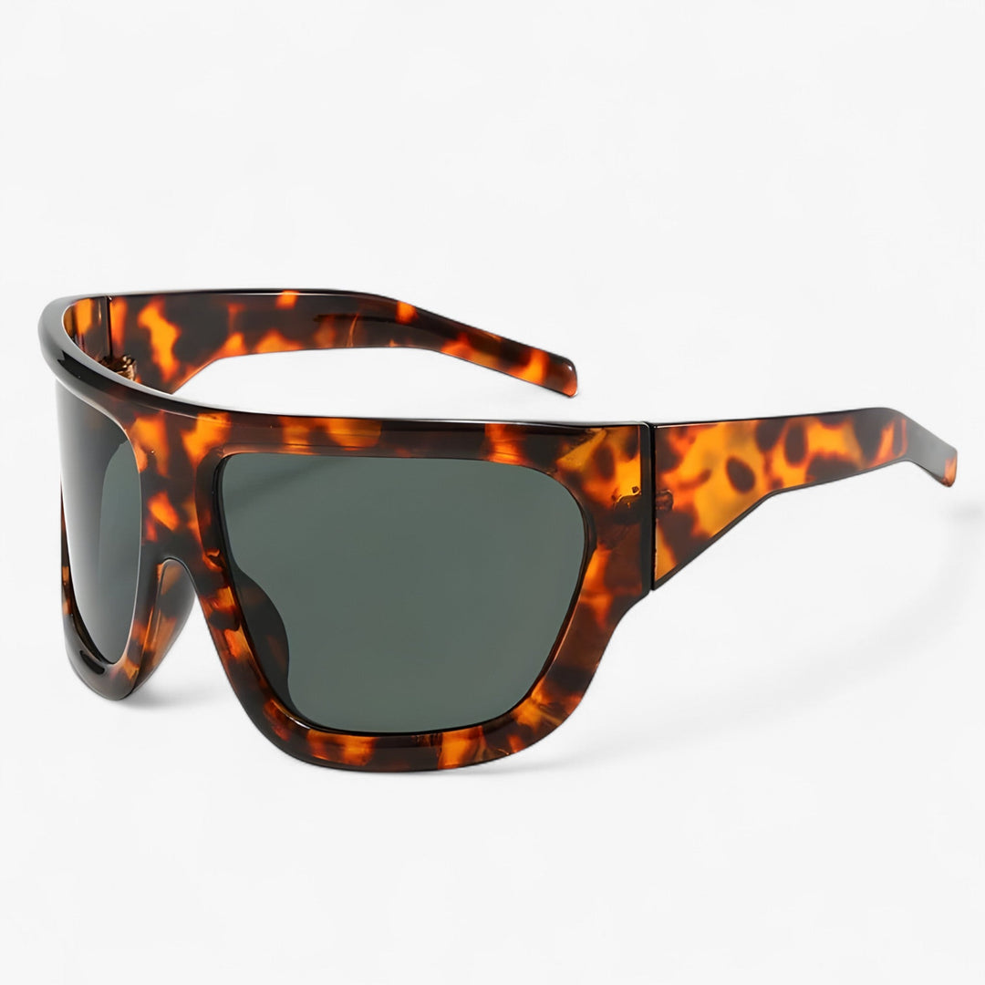 Oversized Wraparound Shield Sunglasses with Metallic Accents