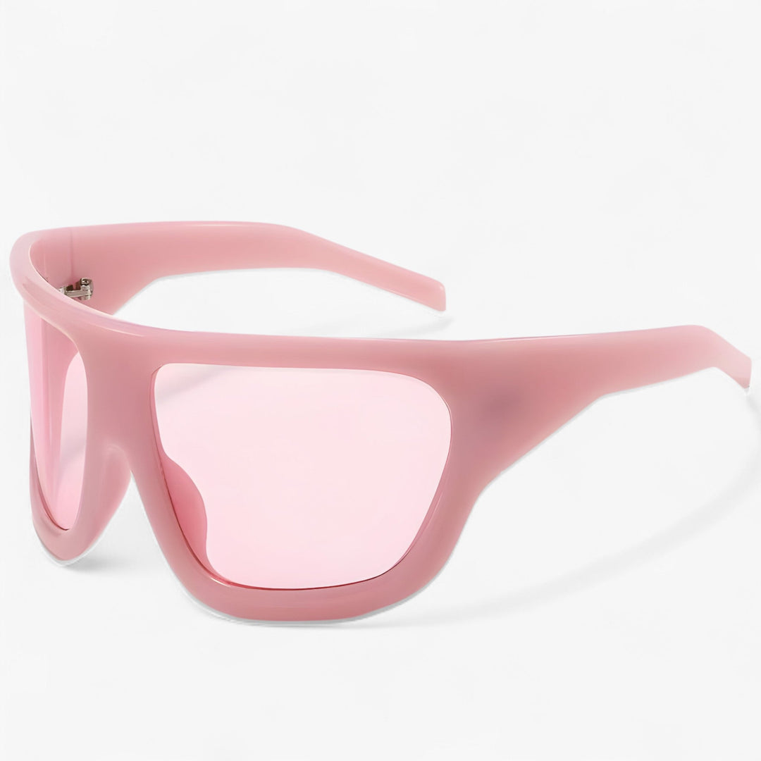 Oversized Wraparound Shield Sunglasses with Metallic Accents