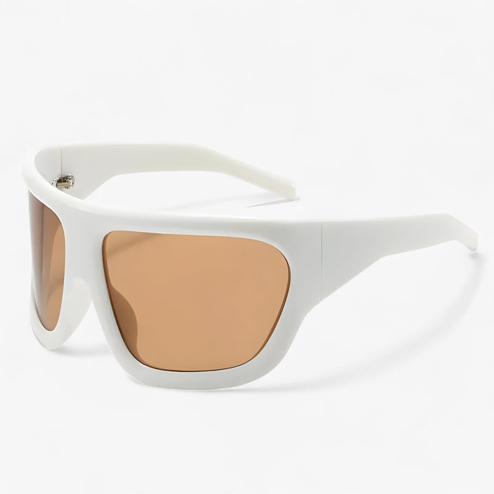 Oversized Wraparound Shield Sunglasses with Metallic Accents