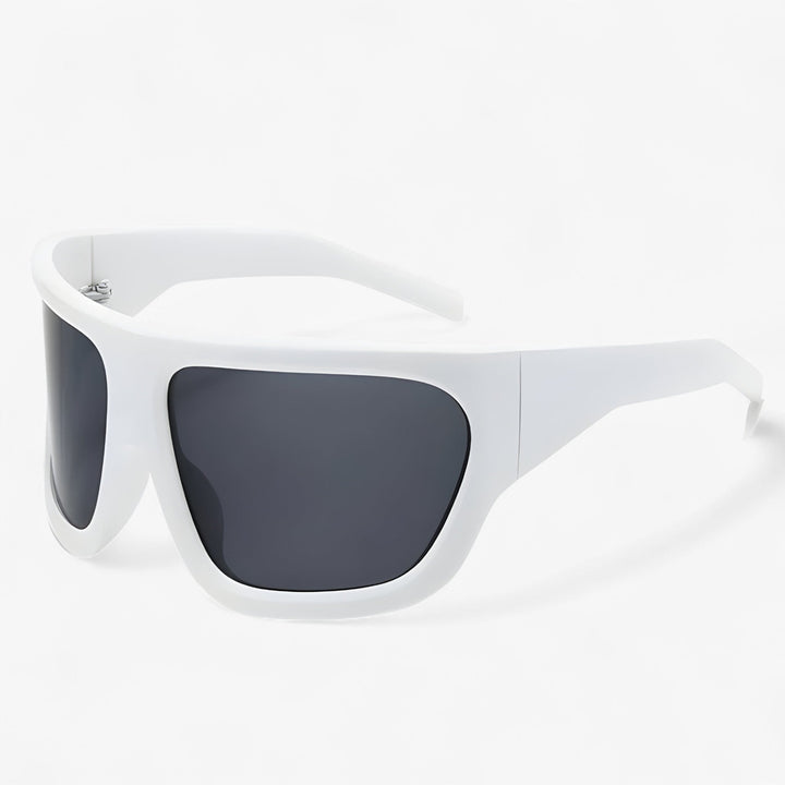 Oversized Wraparound Shield Sunglasses with Metallic Accents