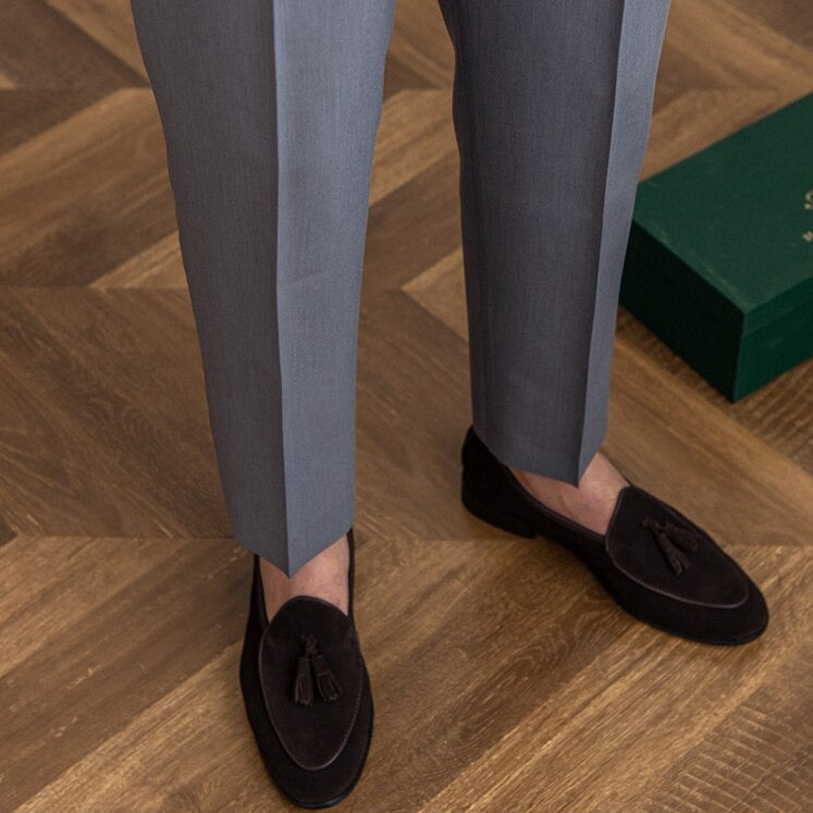 Men's High-Waist Gurkha Trousers with Metal Buckles – Classic Straight Fit