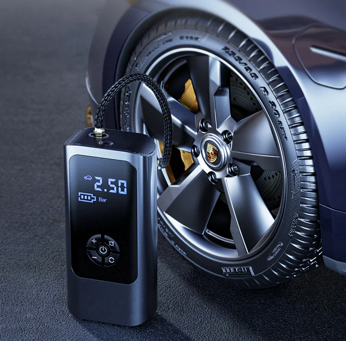 Dual Power Digital Tire Inflator – 12V Compressor with Battery & Car Connection