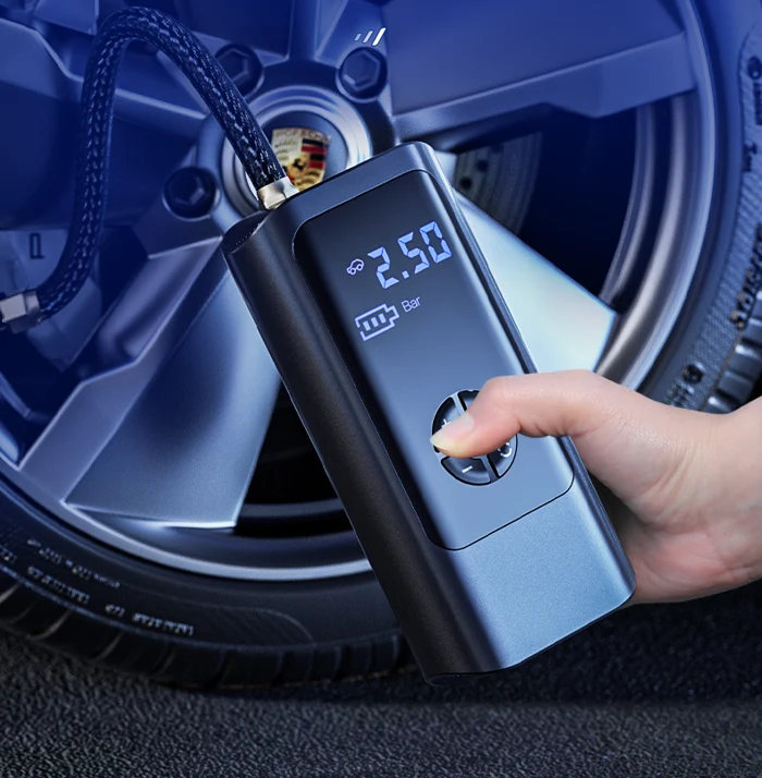 Dual Power Digital Tire Inflator – 12V Compressor with Battery & Car Connection