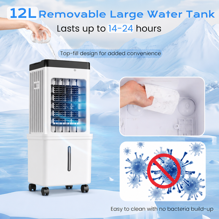 CoolBreeze 12L Portable Evaporative Air Cooler with Remote Control