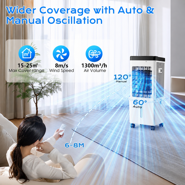 CoolBreeze 12L Portable Evaporative Air Cooler with Remote Control