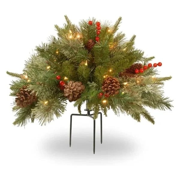 Luminous Evergreen Urn Arrangement with LED Lights - Holiday Decor