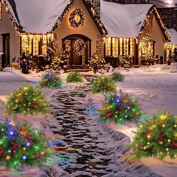 Luminous Evergreen Urn Arrangement with LED Lights - Holiday Decor