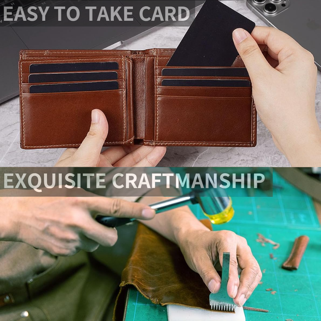 VaultFlex RFID Leather Bifold Wallet with 16 Card Slots for Men