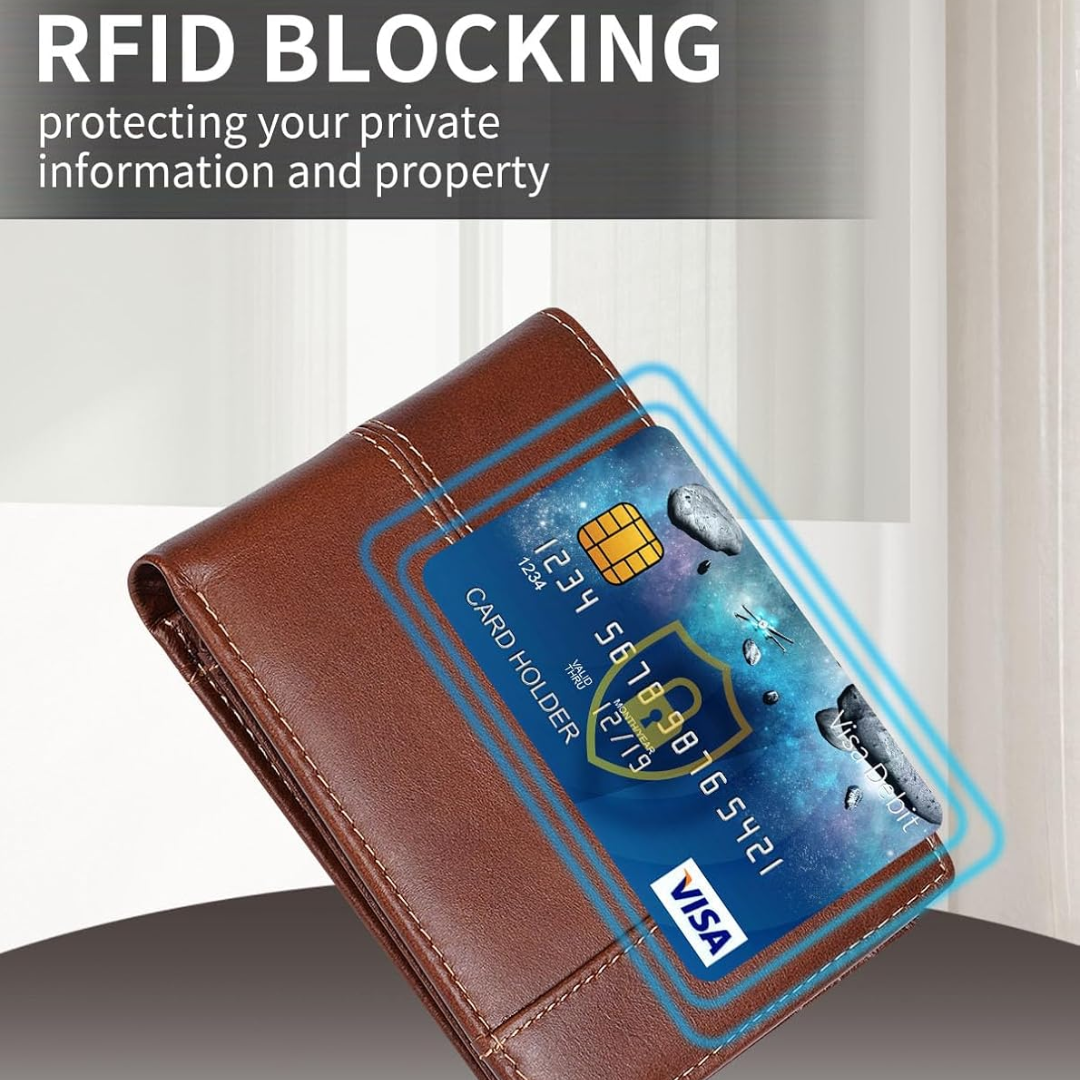 VaultFlex RFID Leather Bifold Wallet with 16 Card Slots for Men