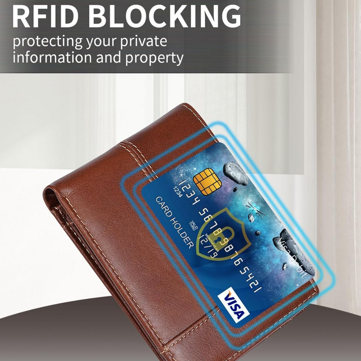 VaultFlex RFID Leather Bifold Wallet with 16 Card Slots for Men