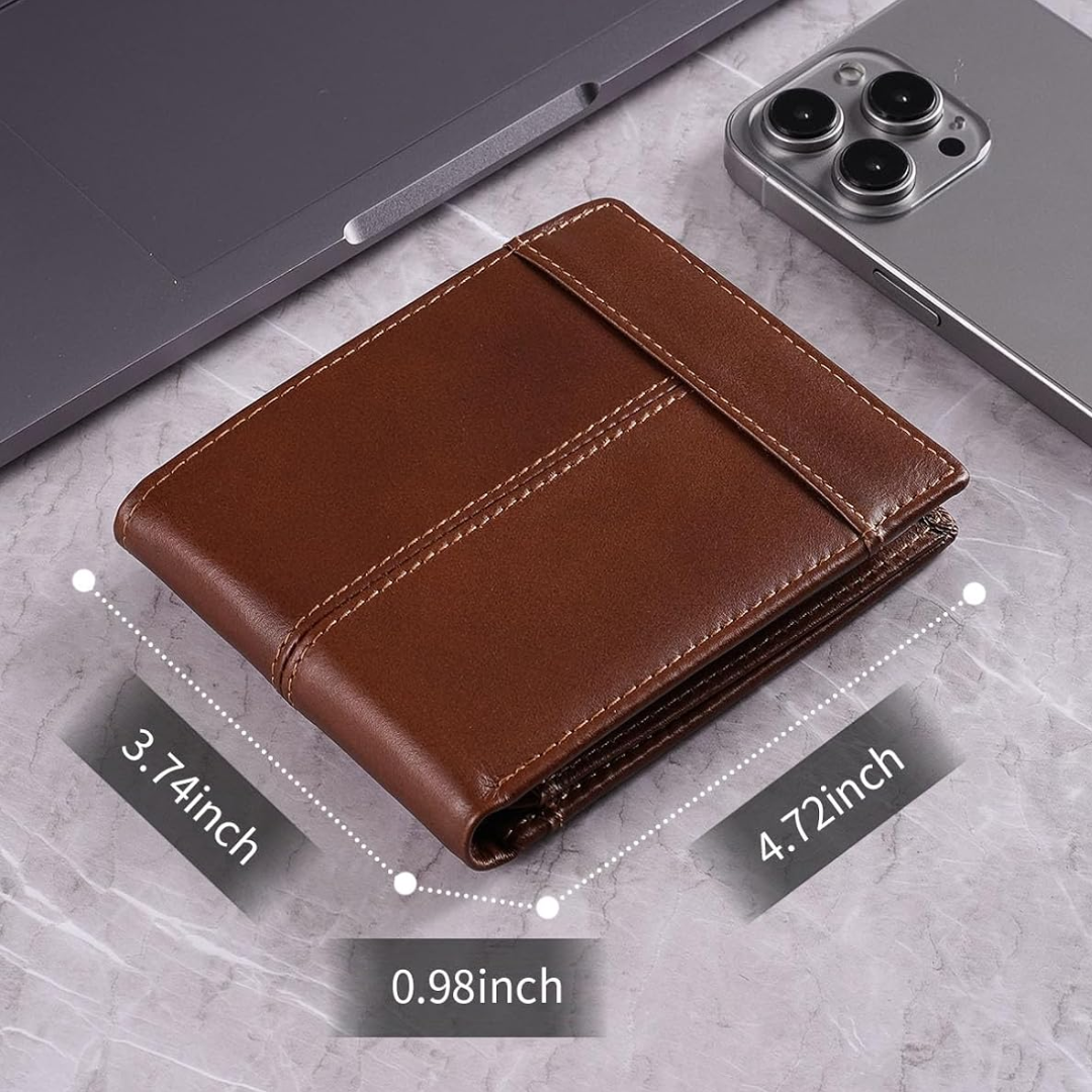 VaultFlex RFID Leather Bifold Wallet with 16 Card Slots for Men
