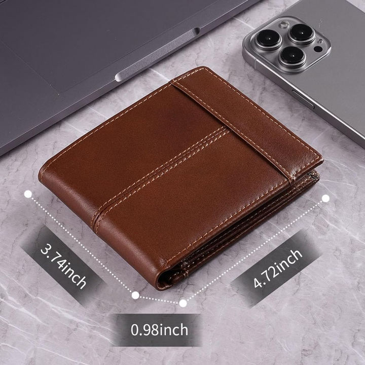 VaultFlex RFID Leather Bifold Wallet with 16 Card Slots for Men