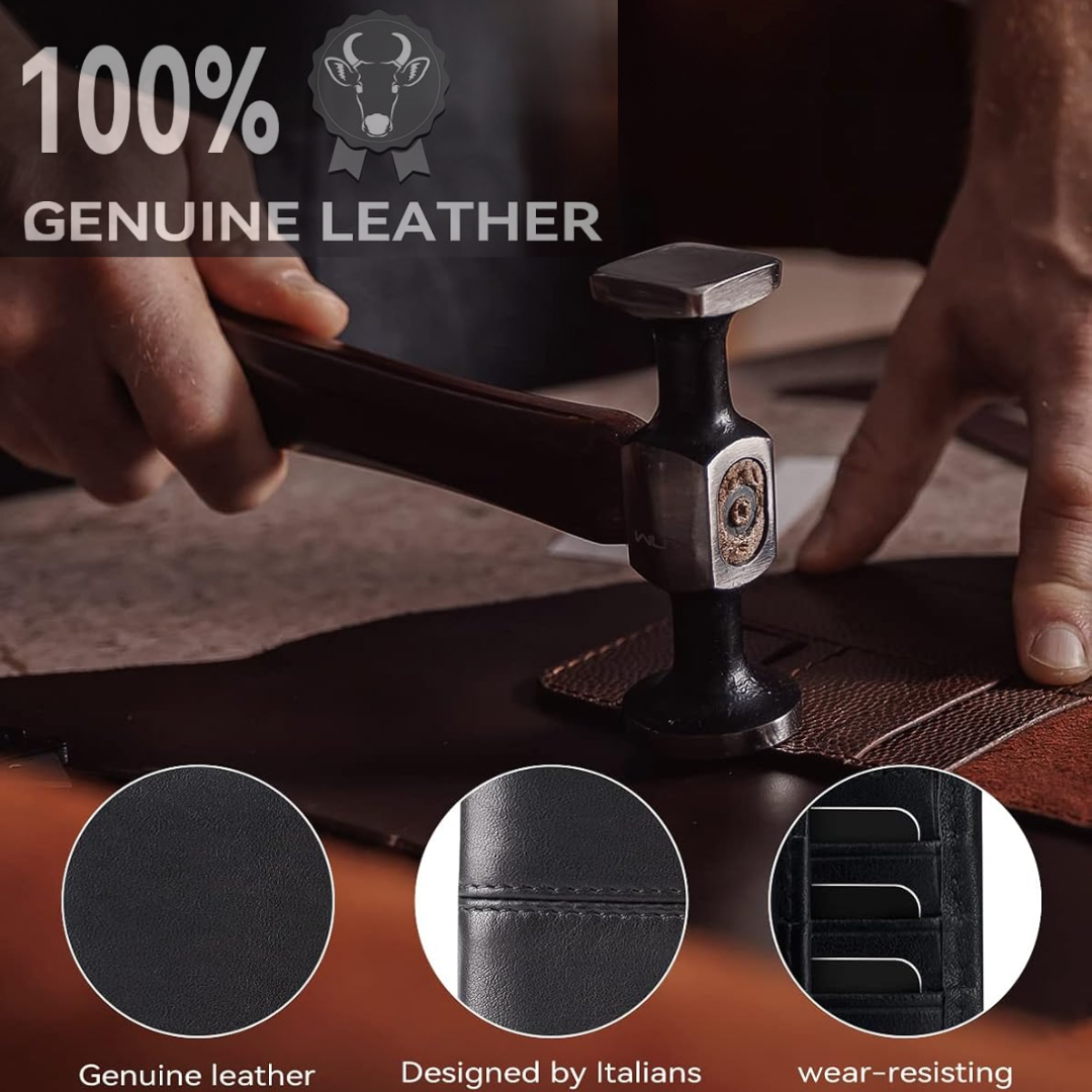 VaultFlex RFID Leather Bifold Wallet with 16 Card Slots for Men