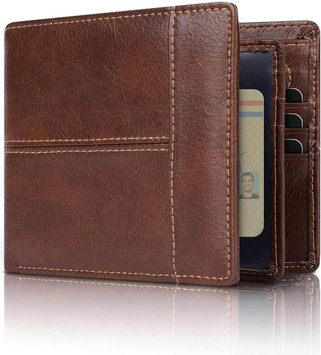 VaultFlex RFID Leather Bifold Wallet with 16 Card Slots for Men