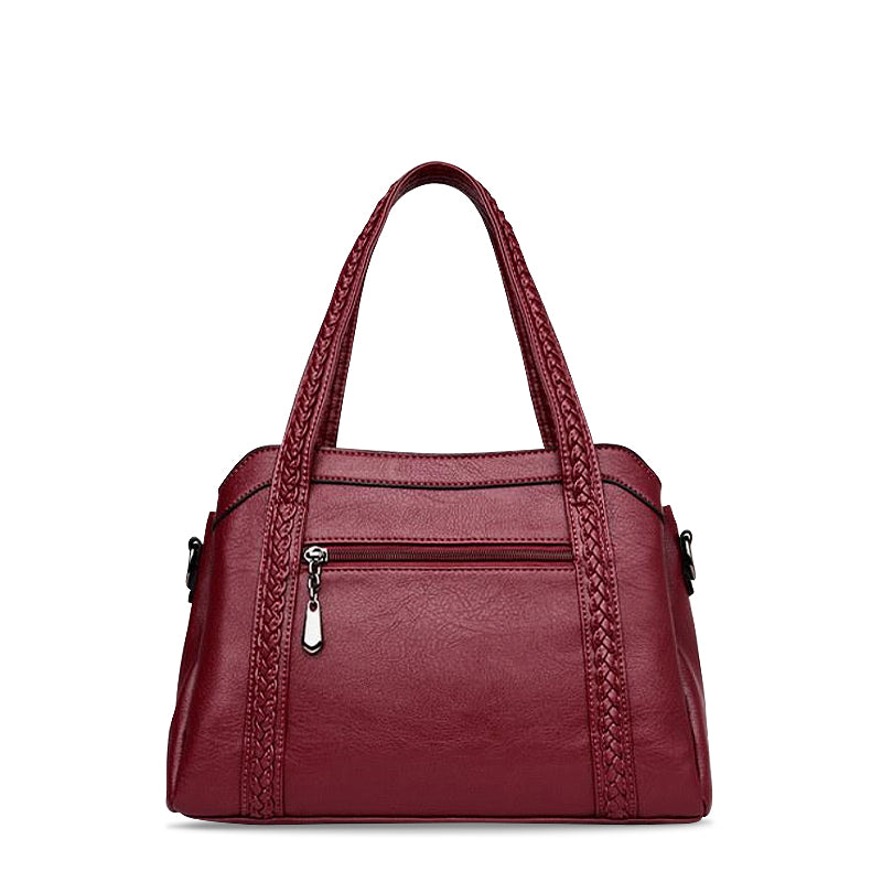 Solène – Vegan Cowhide Satchel Bag, Braided Strap Bag