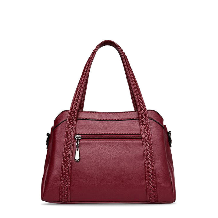 Solène – Vegan Cowhide Satchel Bag, Braided Strap Bag