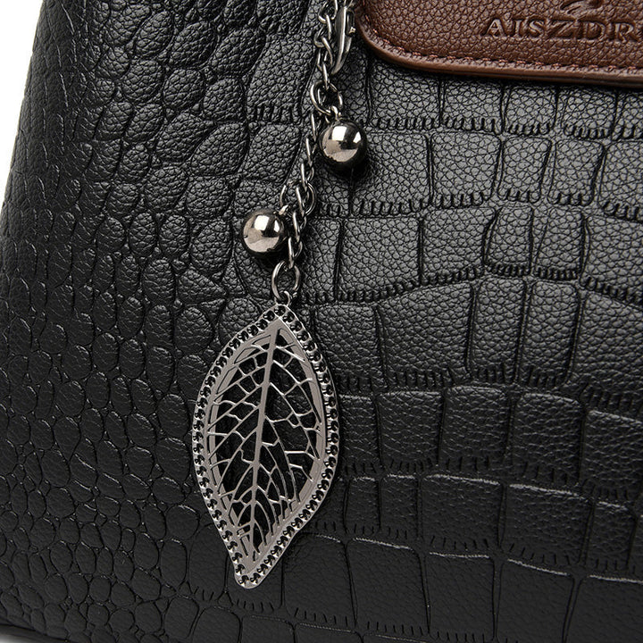 Lena – Croc Embossed Top Handle Bag, Shoulder Bag