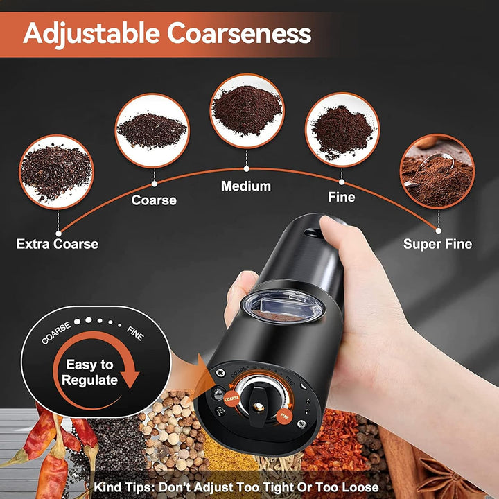 FlavorGlide Rechargeable Electric Salt & Pepper Grinder Set with LED