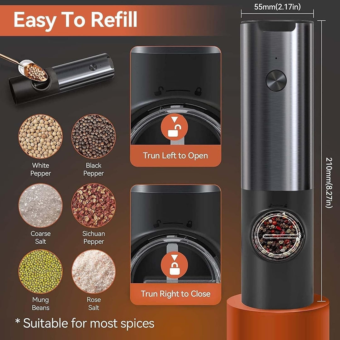 Rechargeable Electric Salt Pepper Mill Set USB Charging