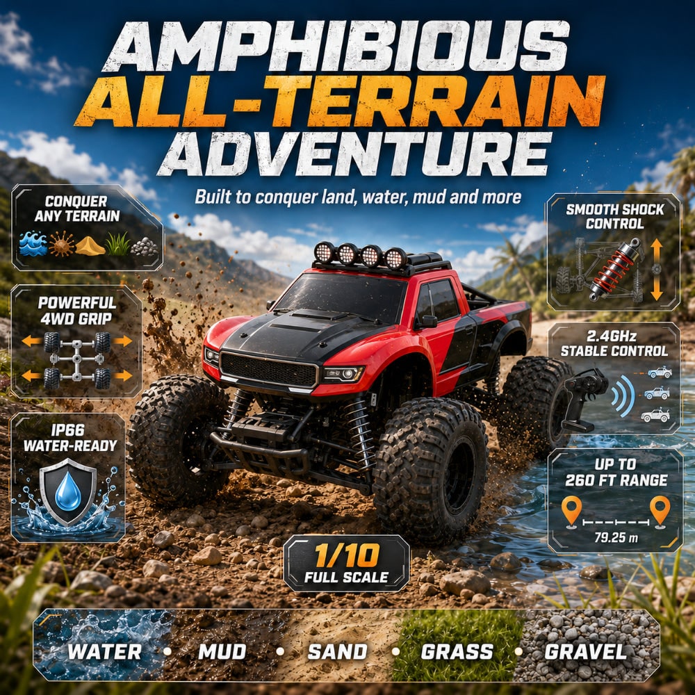 All-Terrain 4WD Off-Road RC Truck with Waterproof Design