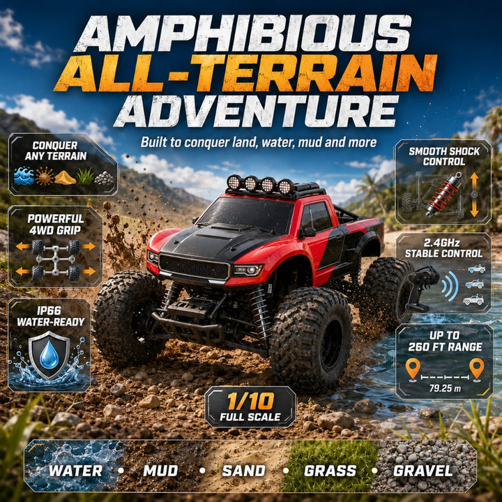 All-Terrain 4WD Off-Road RC Truck with Waterproof Design