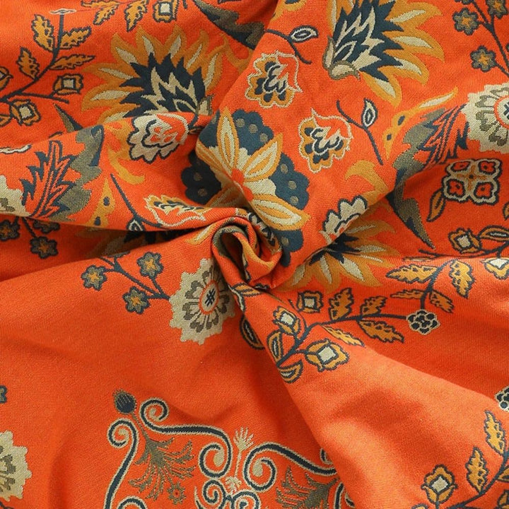 Reversible Cotton Throw Blanket Marigold Floral Design