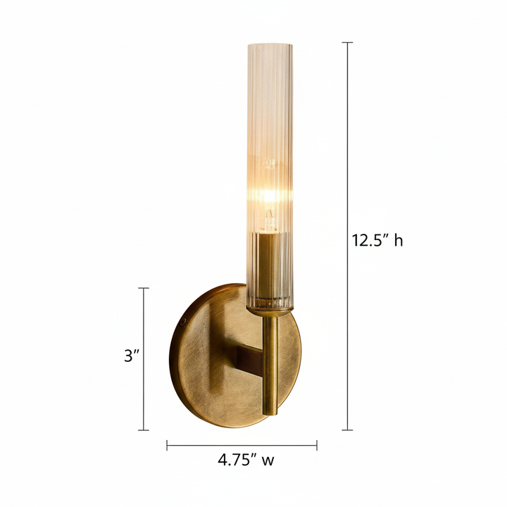 Vireo Farmhouse Copper Ribbed Glass Tube Sconce