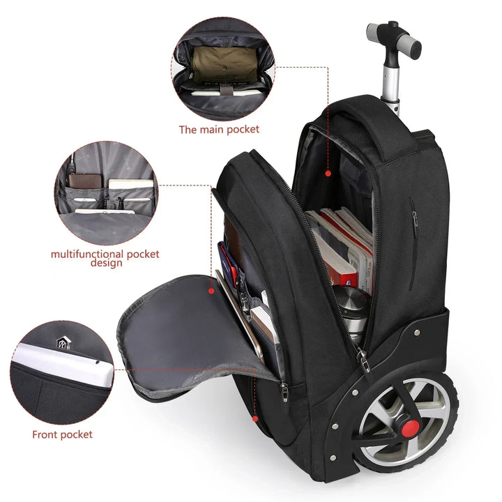Multi-Function Rolling Laptop Backpack – 3-in-1 Trolley & Carry-On