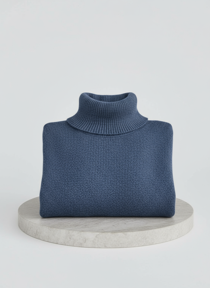 Romara | Women's Oversized Turtleneck Sweater — Draped Asymmetric Hem Pullover in 5 Colors | Westmere
